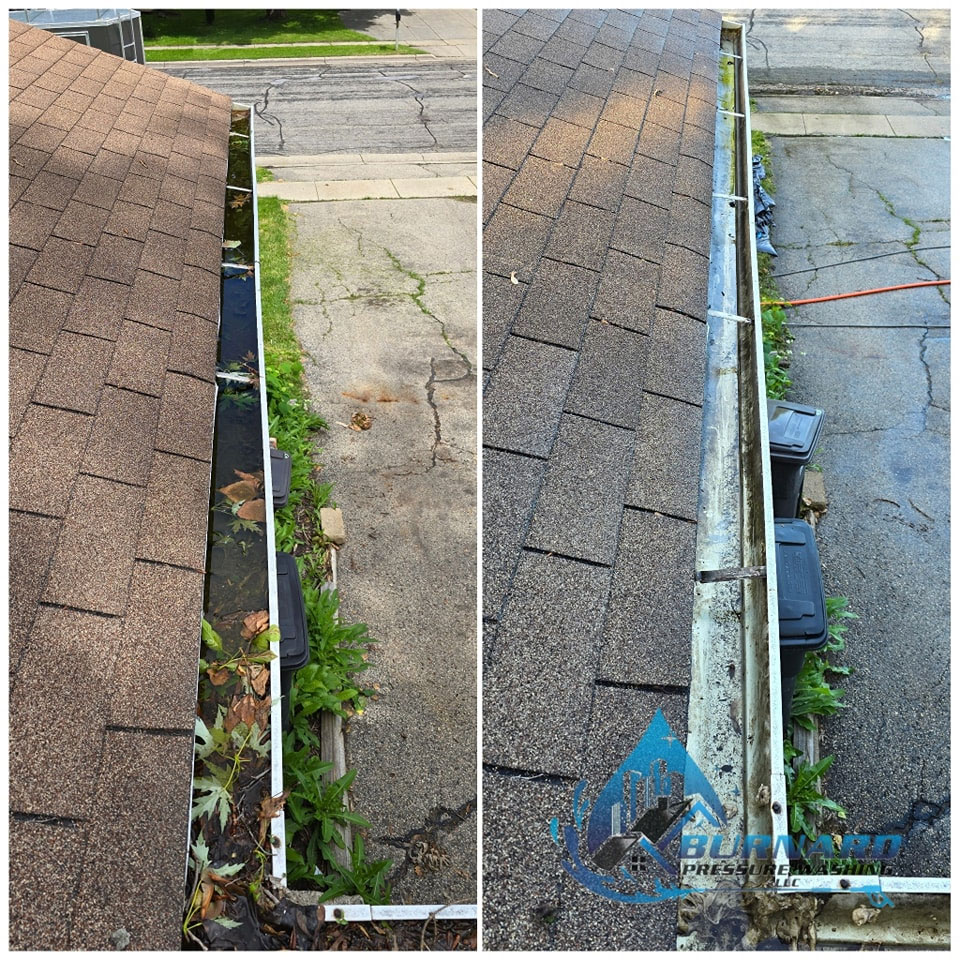 Before and After of Gutter Cleaning